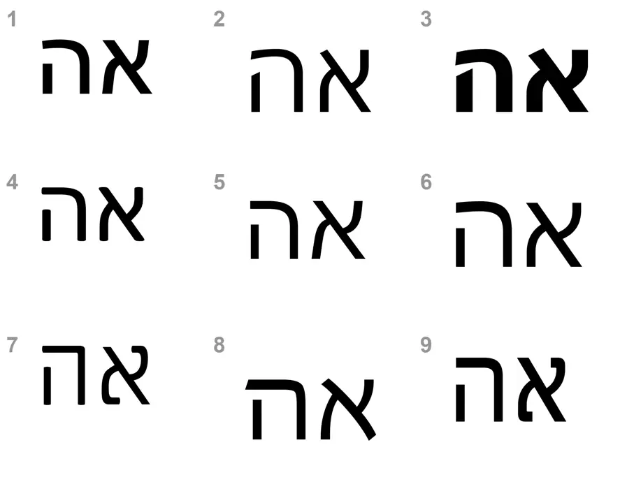 תשע גרסאות של א ו־ה